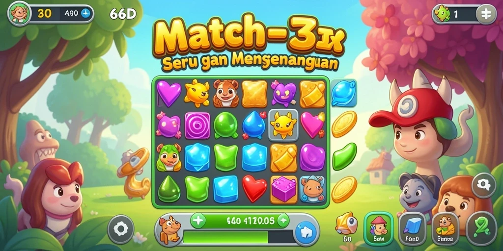 Gameplay 66D yang seru dan menantang dalam genre Match-3.