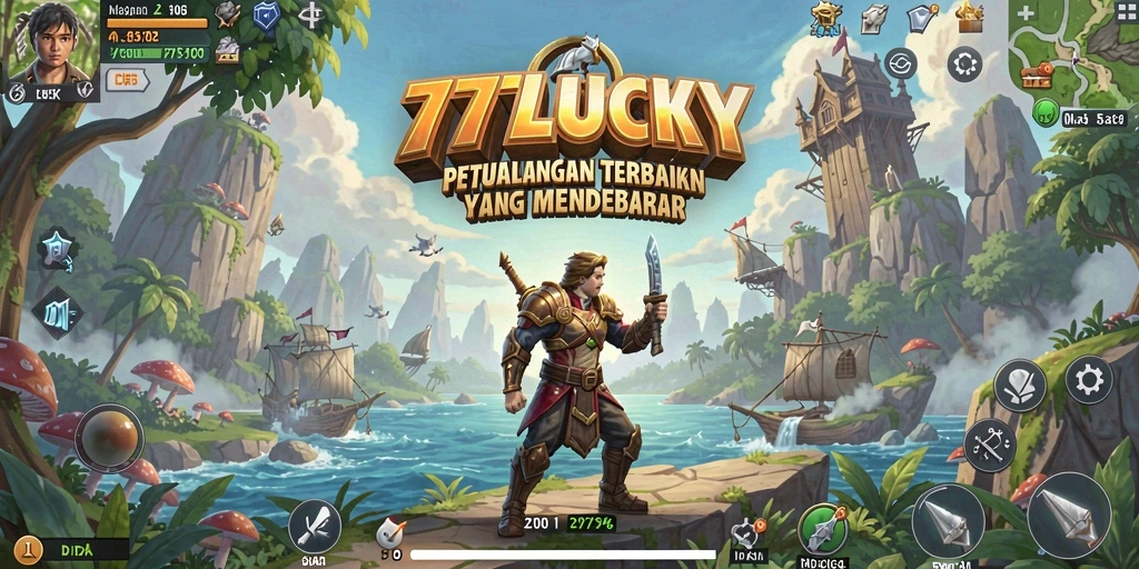 Tampilan screenshot utama 777LUCKY menunjukkan gameplay Open World yang epik.