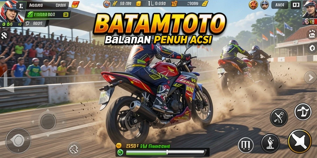 Tampilan dramatis dari balapan motor yang penuh aksi.