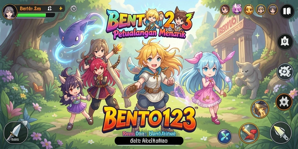 Tampilan gameplay BENTO123 yang menampilkan karakter anime dan aksi seru.