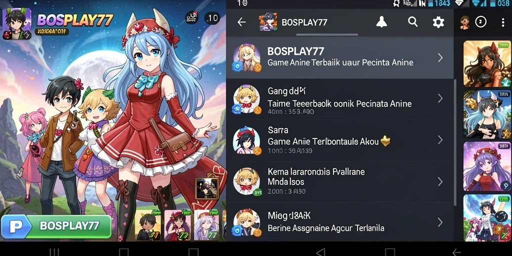 Tampilan gameplay seru dari BOSPLAY77 dengan karakter Anime.