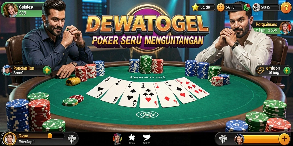 Tampilan screenshot DEWATOGEL menampilkan aksi Poker yang mendebarkan.
