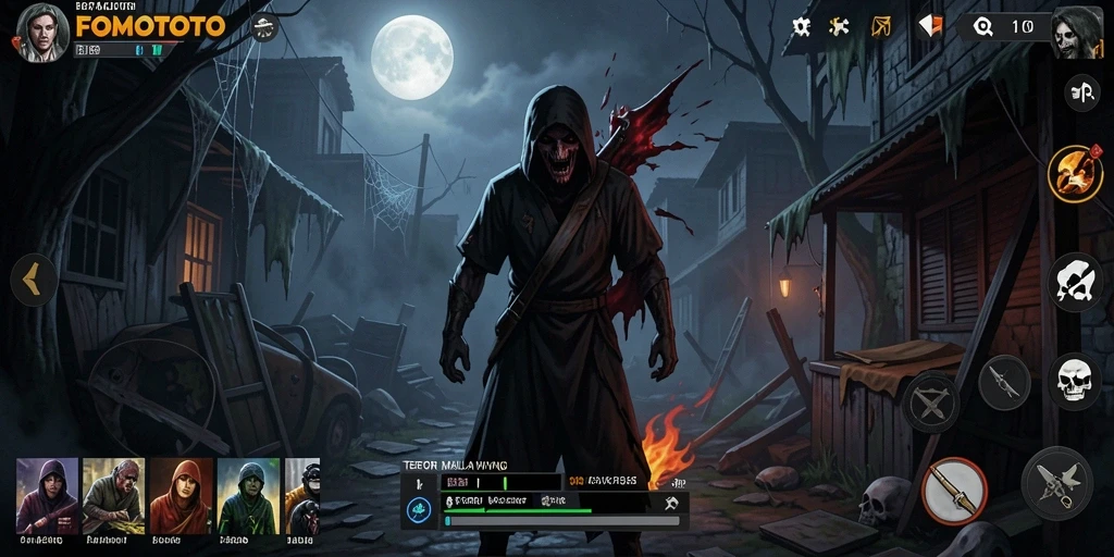 Tampilan gameplay menegangkan dalam FOMOTOTO yang penuh misteri.