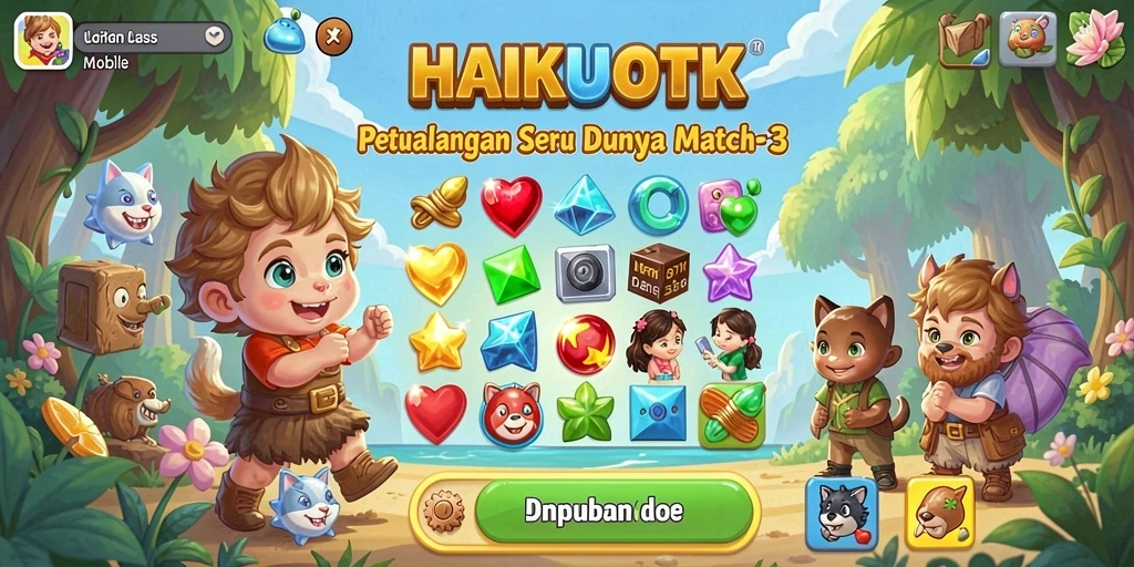 Tampilan gameplay seru HAIKUOTK dengan tantangan Match-3.