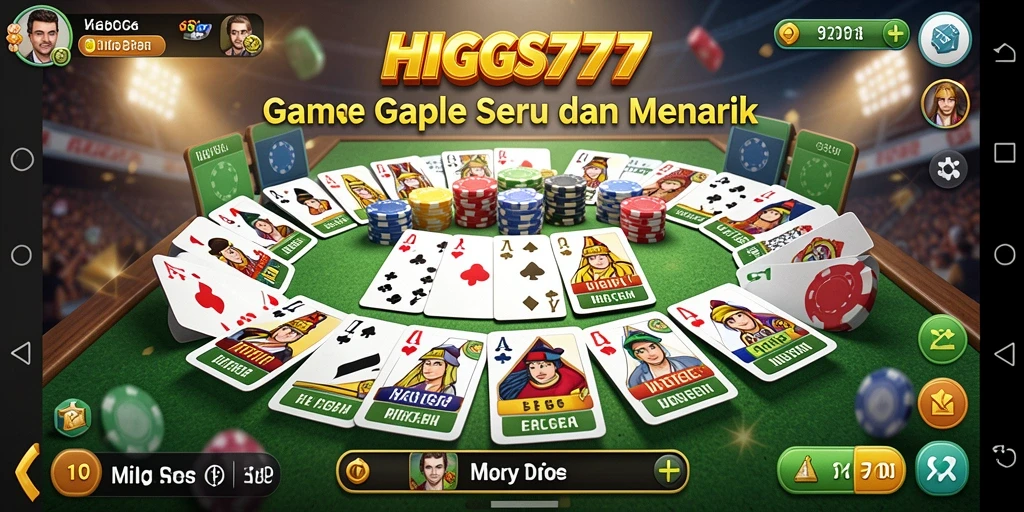 Screenshot HIGGS777 menampilkan serunya permainan Gaple dengan teman.