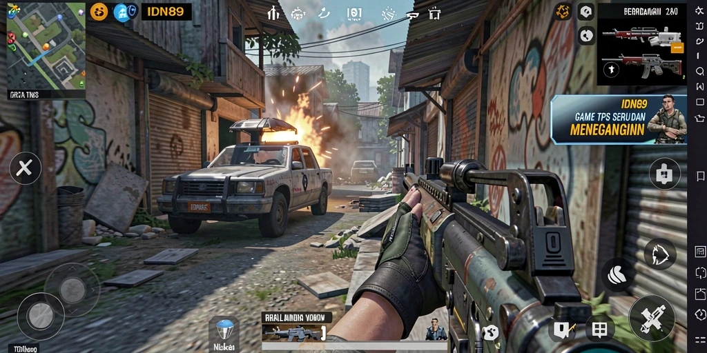 Tampilan gameplay menarik IDN89 dengan aksi pertempuran yang intens.