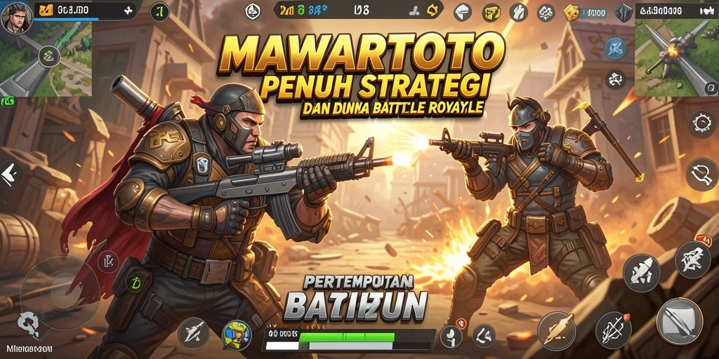 Tampilan aksi seru dalam gameplay <strong>MAWARTOTO</strong> saat pertempuran Battle Royale.