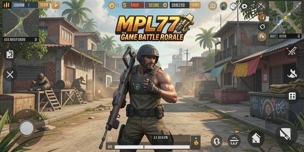Screenshot gameplay MPL777 menampilkan aksi seru dalam pertempuran Battle Royale.