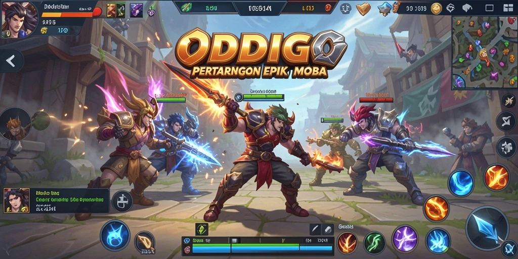 Gameplay seru ODDIGO dalam pertempuran MOBA.