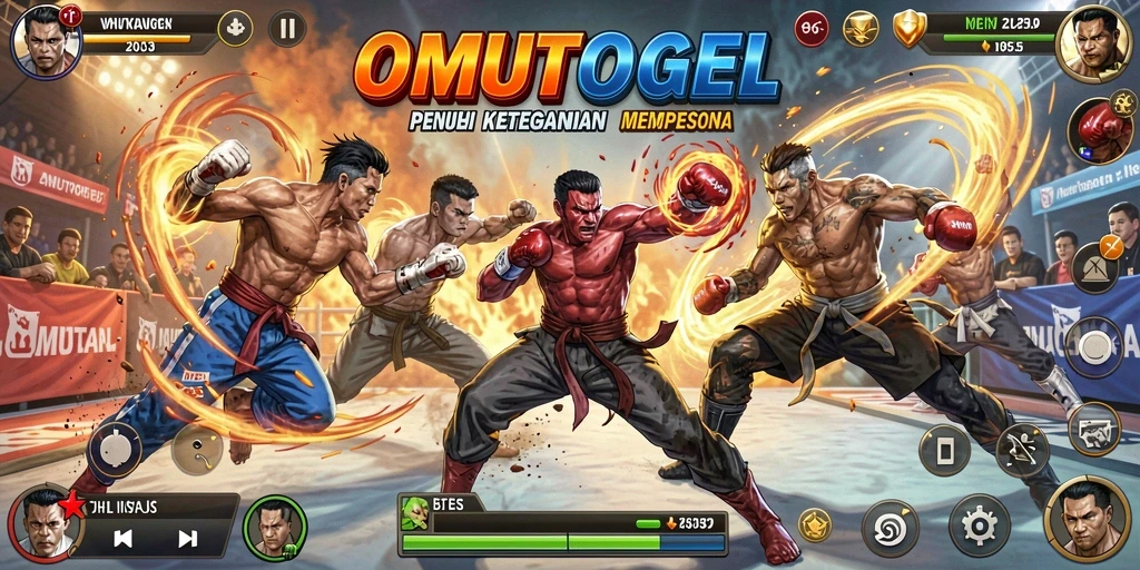 Screenshot gameplay OMUTOGEL yang menunjukkan pertarungan aksi seru dan grafis menawan.