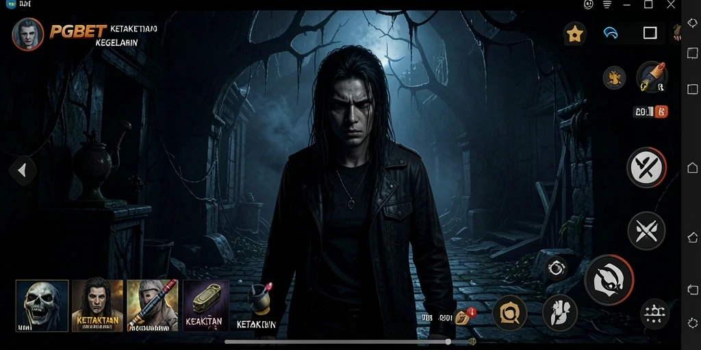 Screenshot utama PGBET menampilkan momen menegangkan di kegelapan.