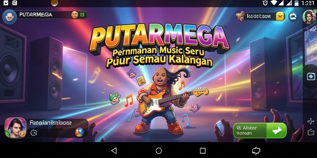 Screenshot PUTARMEGA menunjukkan pengguna menikmati gameplay musik yang interaktif.