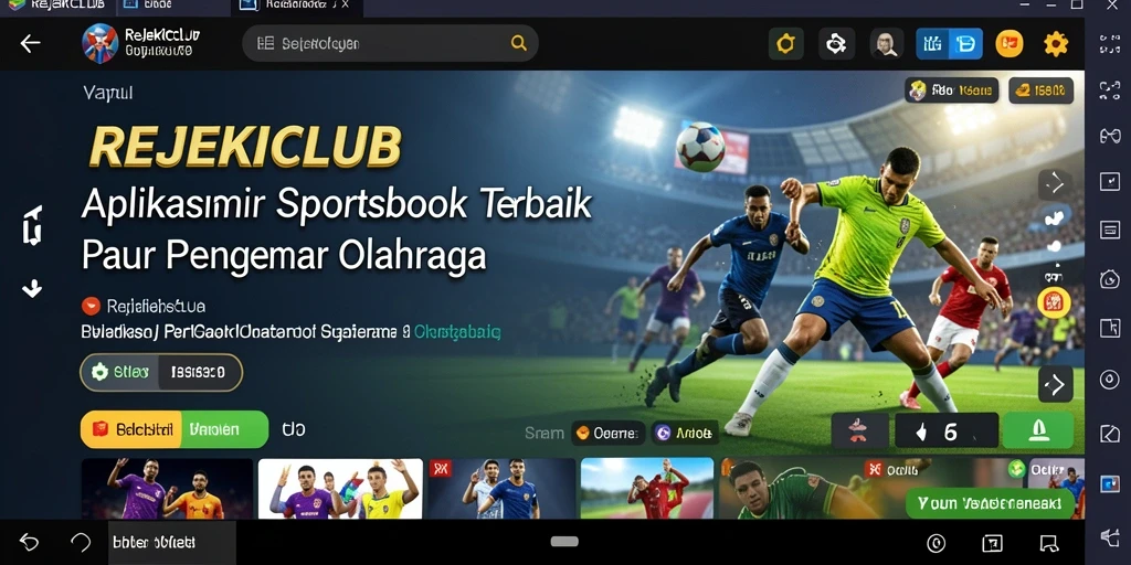 Screenshot utama REJEKICLUB menampilkan tampilan taruhan olahraga yang menarik.