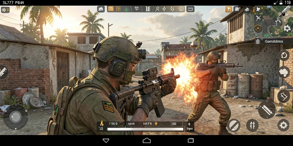 Screenshot gameplay SL777 menunjukkan aksi tembak-menembak yang intens dan menarik.