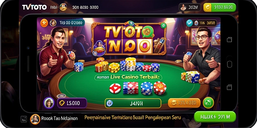 Screenshot gameplay TVTOTO yang menampilkan dealer dan meja permainan.